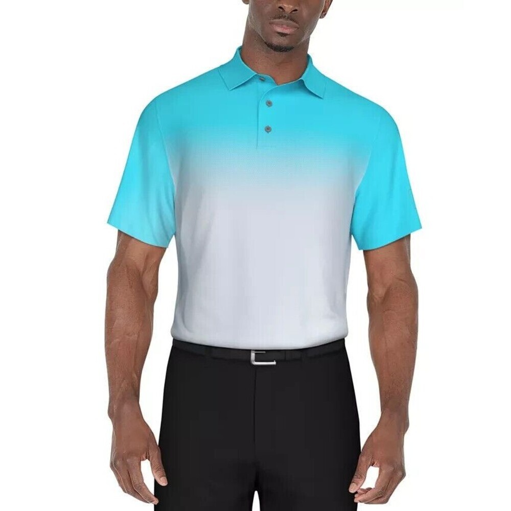 PGA TOUR Men's Classic-Fit Stretch Performance Ombré Golf Polo Shirt Blue XXL